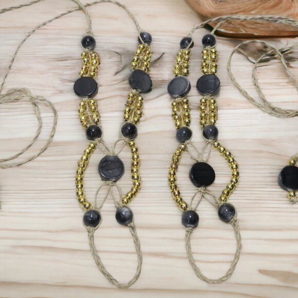 NEW Black, Gray, & Gold Barefoot Sandals - Picture 3 of 6